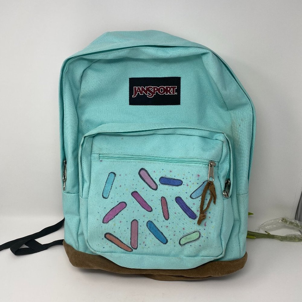 Jansport Aqua & Tan Suede Bottom BACKPACK JS00TYP7